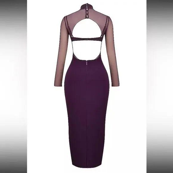 House Of Cb Safiya Black Grape Maxi Dress Size S Small NWOT